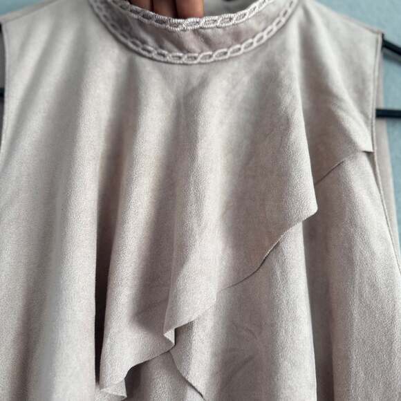 Zara Basic Collection Sleeveless Tiered Ruffle Faux Suede Dress - Picture 5 of 10